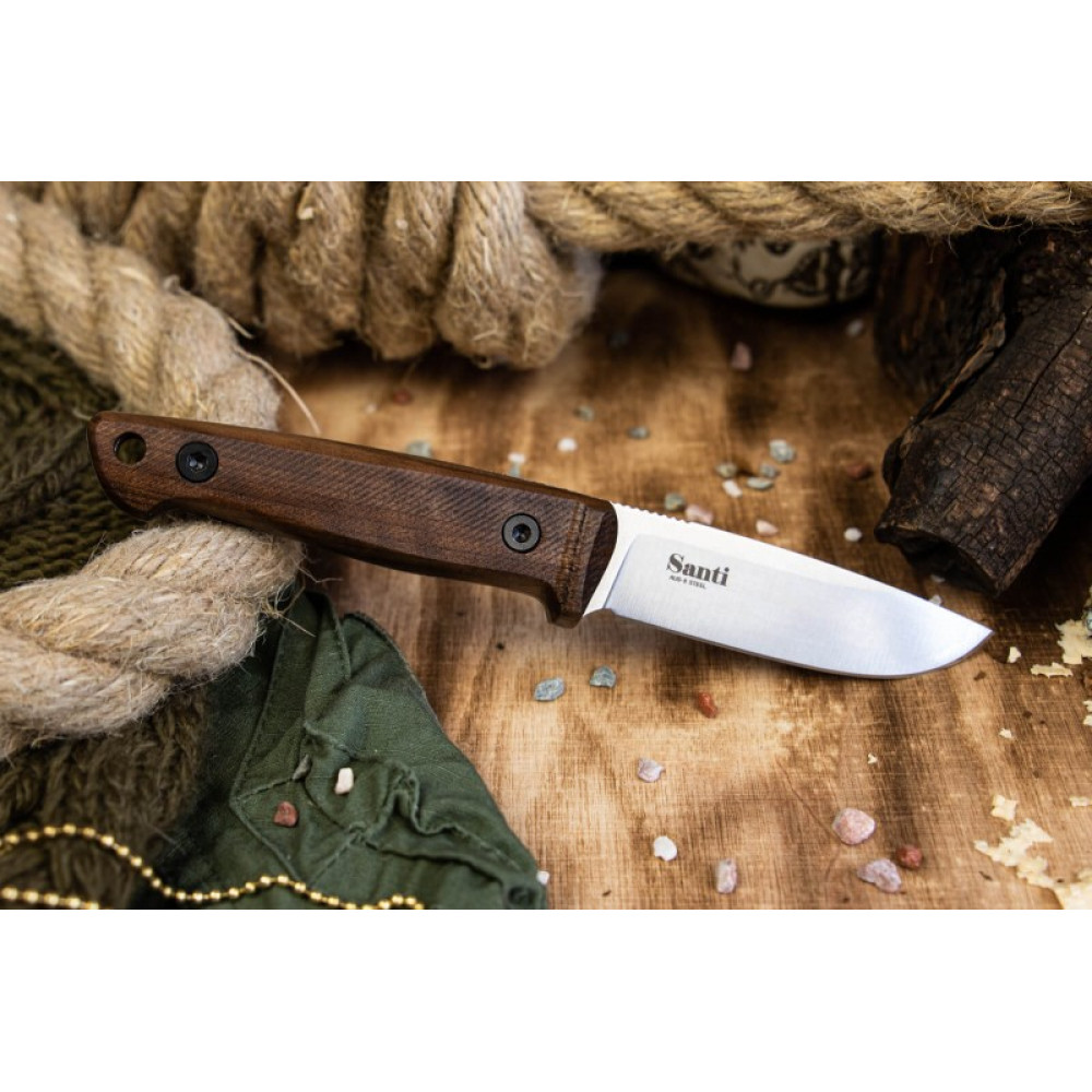 Туристический нож Santi AUS-8 StoneWash дерево кожа