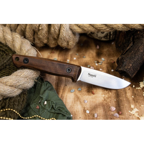 Туристический нож Santi AUS-8 StoneWash дерево кожа