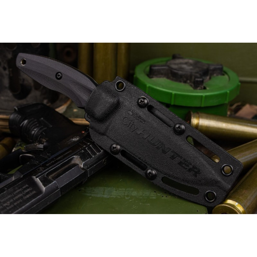 Туристичеcкий нож CityHunter AUS-8 Stonewash Black G10