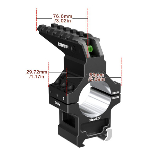 Кольца Discovery 30мм усиленные высокие (7075) с планкой и уровнем под Picatinny