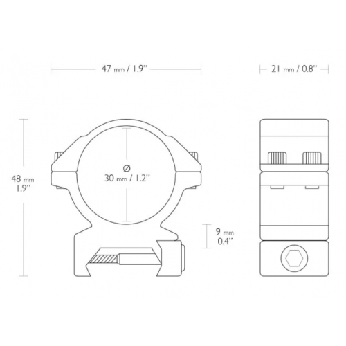 Кольца Hawke 30мм на Weaver Med (средние) с гайкой