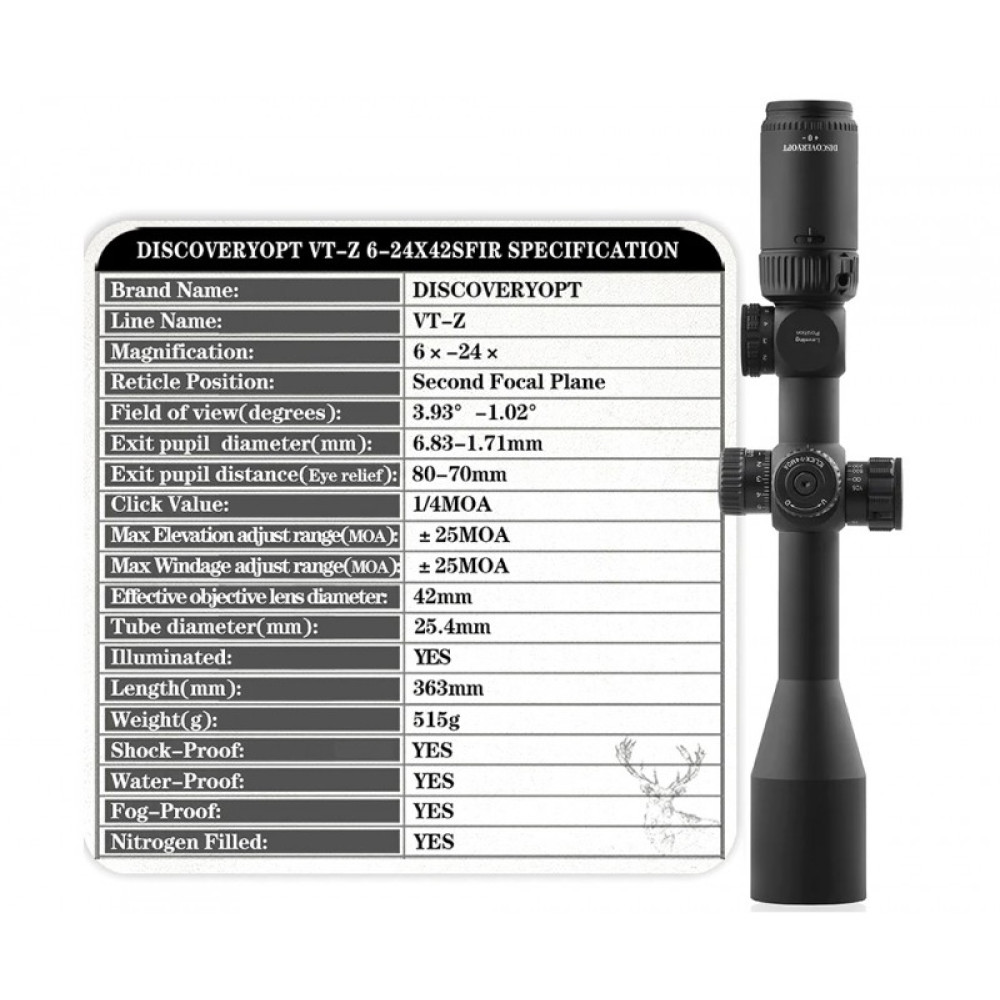 Оптический прицел Discovery VT-Z 6-24X42SF FFP FW25