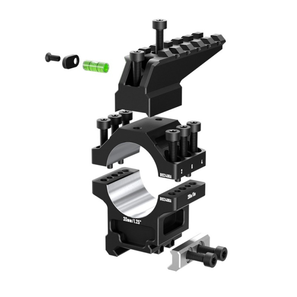 Кольца Discovery 30мм усиленные высокие (7075) с планкой и уровнем под Picatinny