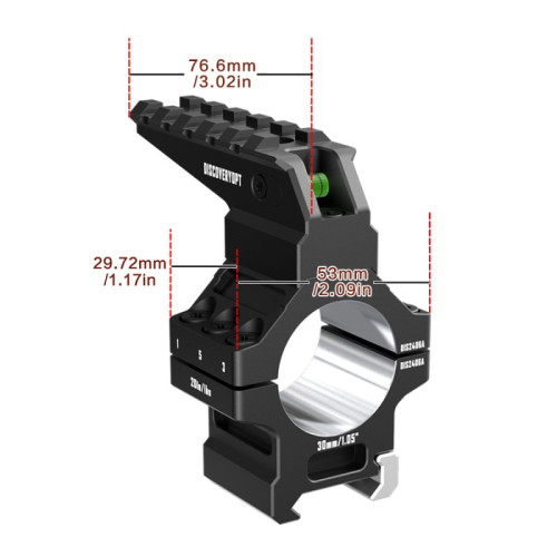 Кольца Discovery 30мм усиленные средние (7075) с планкой и уровнем под Picatinny