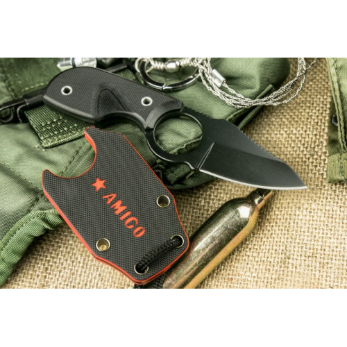 Шейный нож Amigo X Black D2 BT