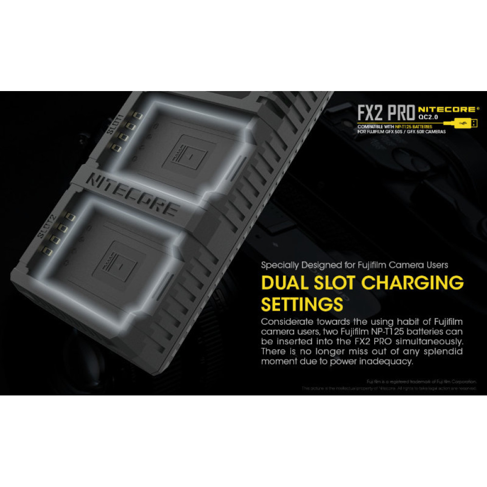 Зарядное устройство Nitecore FX2 PRO Fujifilm NP-T125